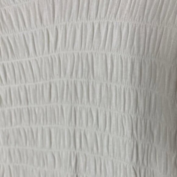 Urban Outfitters White Textured Ruched Mini Dress Size S Cap Sleeve - Picture 6 of 10